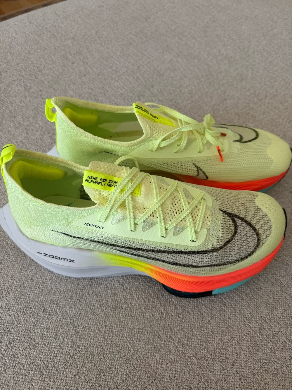 Nike Women's Neon Yellow and Orange ZoomX Running Sneakers